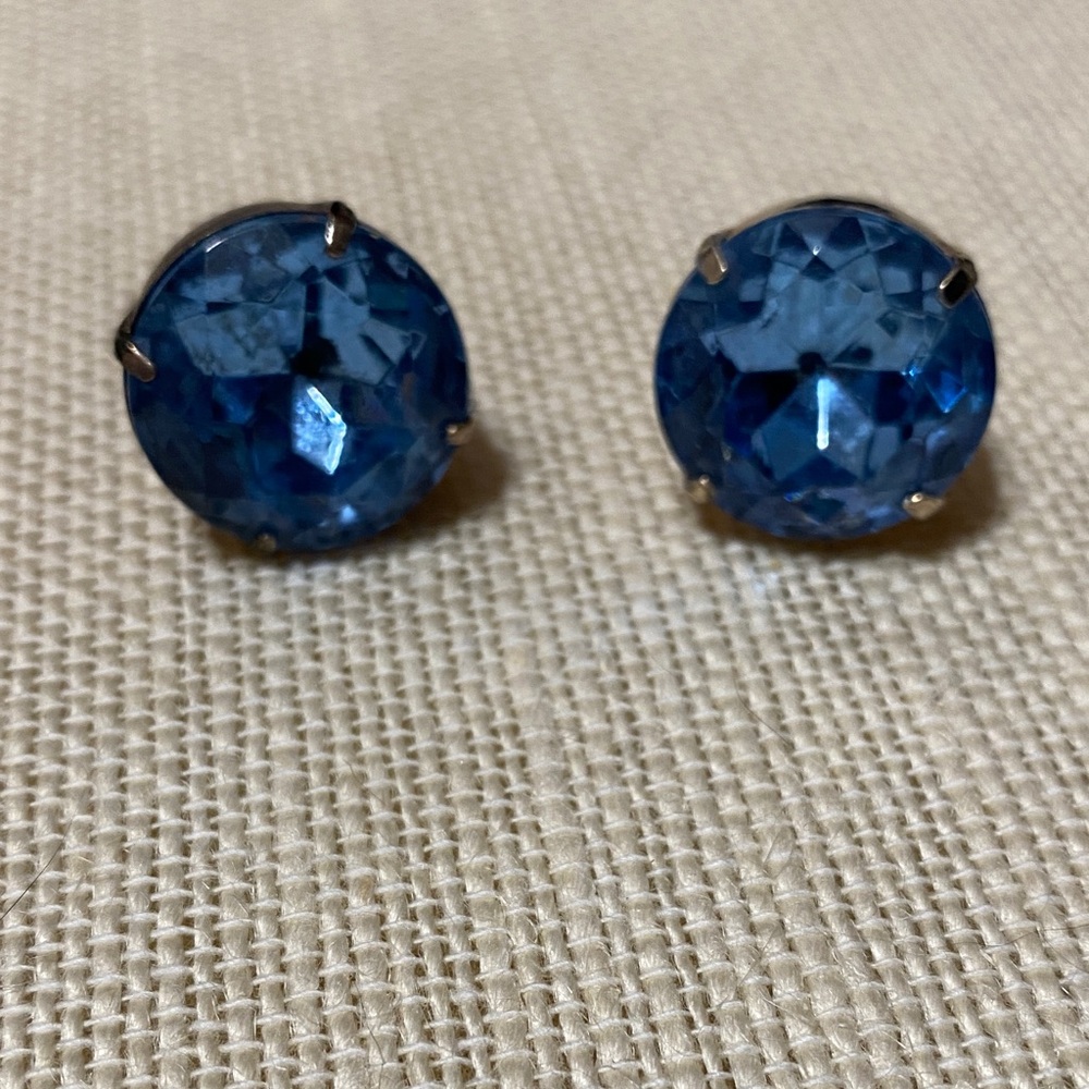 Vintage blue rhinestone cuff links